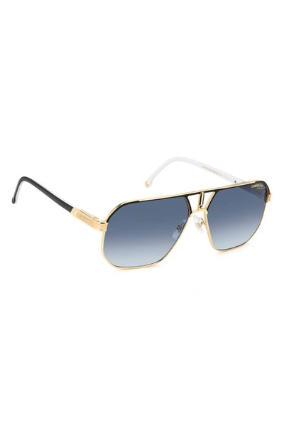 Shop Carrera Eyewear 62mm Oversize Navigator Sunglasses In Black Gold/ Blue Shaded