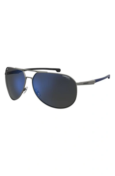 Shop Carrera Eyewear X Ducati Carduc 67mm Oversize Aviator Sunglasses In Dark Ruth Black/ Grey Blue