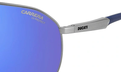Shop Carrera Eyewear X Ducati Carduc 67mm Oversize Aviator Sunglasses In Dark Ruth Black/ Grey Blue