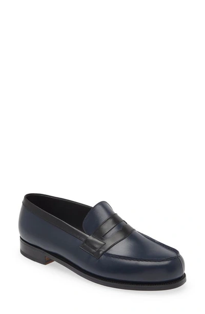 Shop Jm Weston 180 Loafer In Blue Ocean / Black