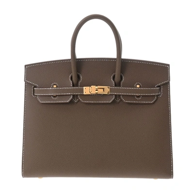 Shop Hermes Hermès Birkin 25 Grey Leather Handbag ()