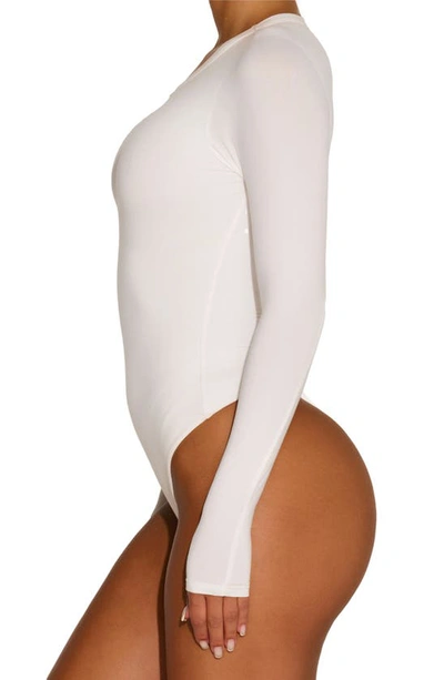 N By Naked Wardrobe Bare Crewneck Long Sleeve Bodysuit In White