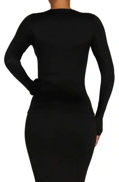N By Naked Wardrobe Bare Crewneck Long Sleeve Top In Black