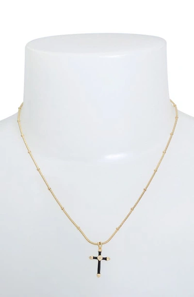 Shop Allsaints Mini Cross Pendant Necklace In Black