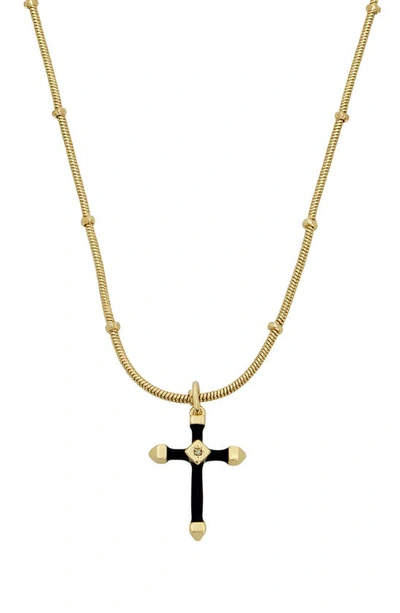 Shop Allsaints Mini Cross Pendant Necklace In Black