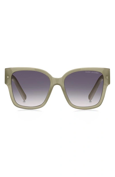 Shop Marc Jacobs 54mm Square Sunglasses In Sage/ Grey Shaded