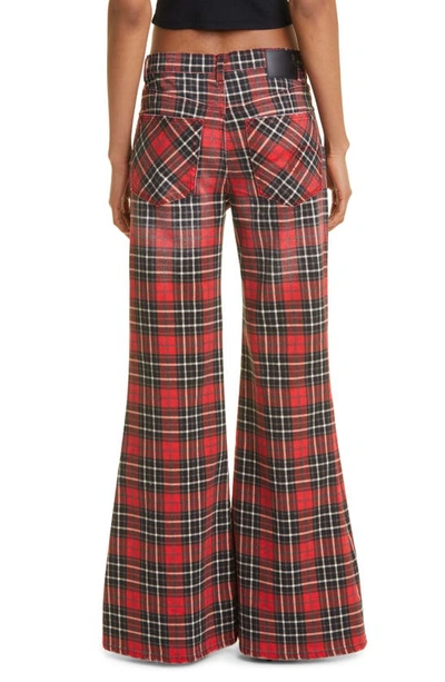 Shop R13 Janet Relaxed Flare Jeans In Printed Red Plaid