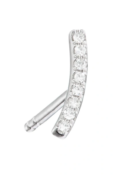 Shop Meira T Curved Diamond Bar Earrings In White