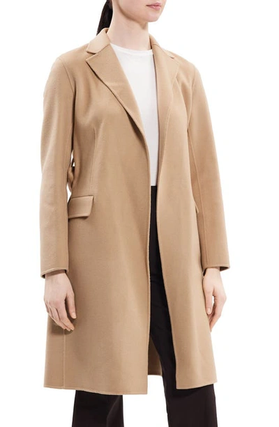 Shop Theory Wool & Cashmere Wrap Coat In Palomino