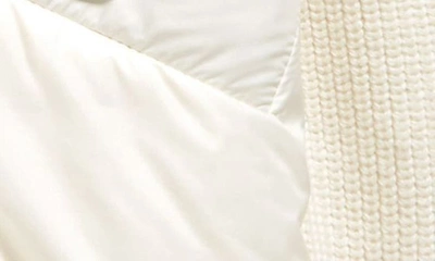 Shop Moncler Kids' Hybrid Virgin Wool Knit & Down Puffer Cardigan In White