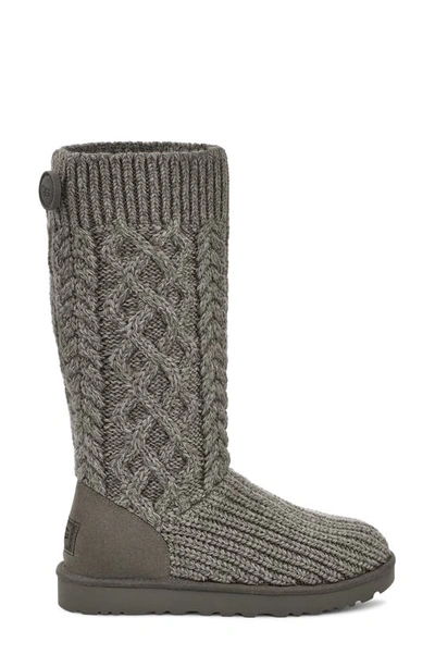 Shop Ugg Classic Cardy Cable Knit Boot In Grey