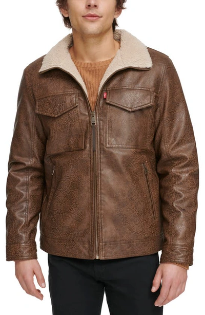 Shop Levi's Faux Shearling Lined Rancher Jacket In 2-tone Saddle