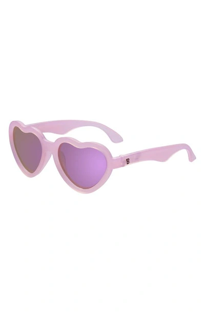 Babiators Kids' Polarized Heart Shaped Sunglasses In Frosted Pink