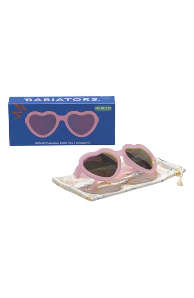 Shop Babiators Kids' Polarized Heart Shaped Sunglasses In Frosted Pink