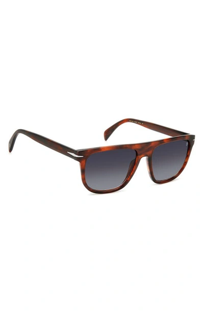 Shop David Beckham Eyewear 56mm Square Sunglasses In Brown Horn/ Grey Shaded