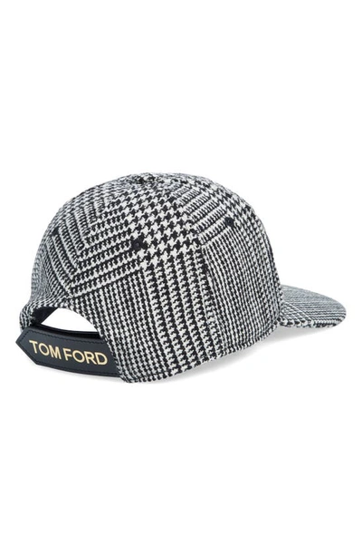 Shop Tom Ford Virgin Wool Tweed Baseball Cap In 3nw04 Black/chalk/ Black