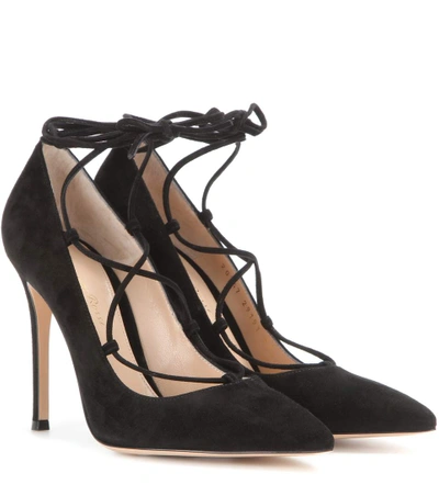 Gianvito Rossi Femì Lace-up Suede Pumps In Black