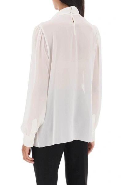 Shop Dolce & Gabbana Silk-georgette Blouse With Ruffles In White