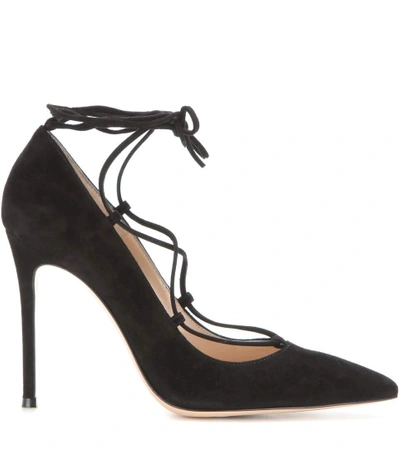 Gianvito Rossi Femì Lace-up Suede Pumps In Black