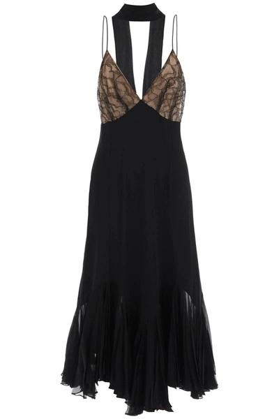 Shop Khaite 'candita' Slip Dress With Lace Details In Black