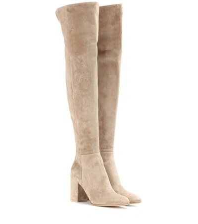 Gianvito Rossi Rolling 85 Suede Over-the-knee Boots In Beige