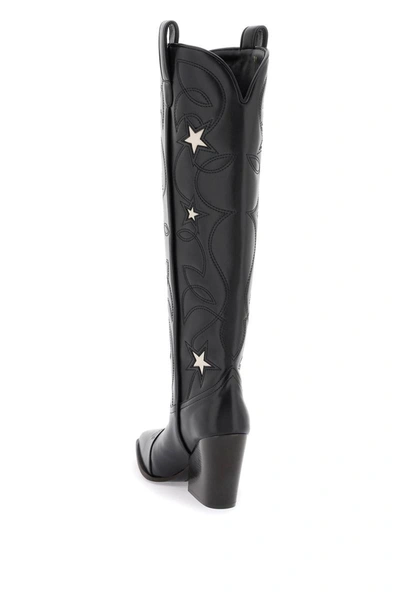 Shop Stella Mccartney Texan Boots With Star Embroidery In Black