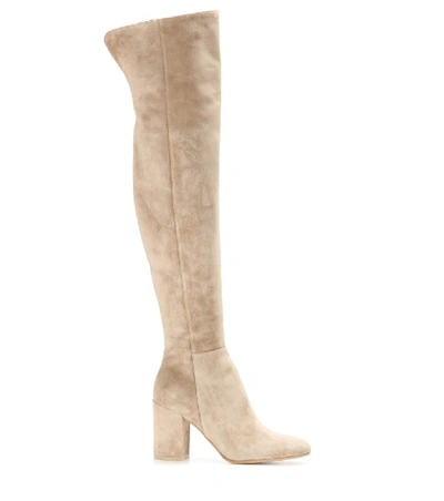 Shop Gianvito Rossi Rolling 85 Suede Over-the-knee Boots In Beige