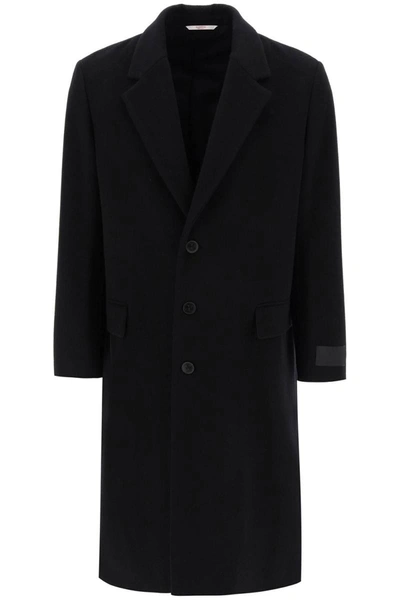 Shop Valentino Garavani Single-breasted Wool Coat In Black