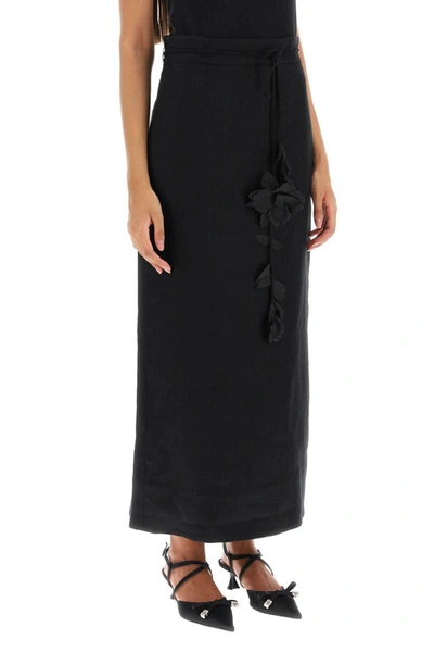 Shop Zimmermann 'luminosity' Pencil Skirt With Floral Belt In Black