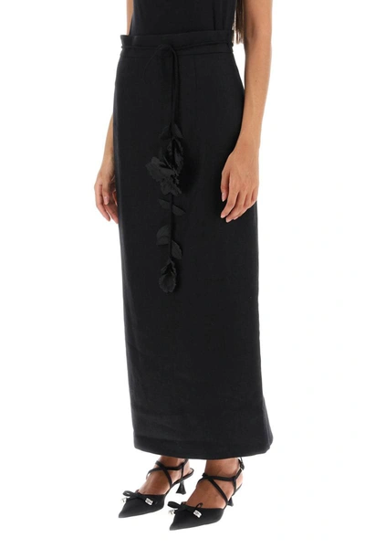 Shop Zimmermann 'luminosity' Pencil Skirt With Floral Belt In Black