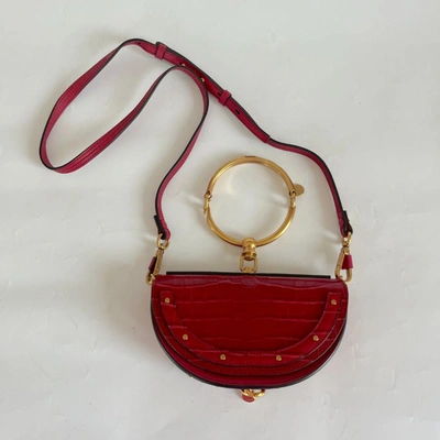 Pre-owned Chloé Red Crocodile Leather Nile Bracelet Minaudiere Crossbody Bag