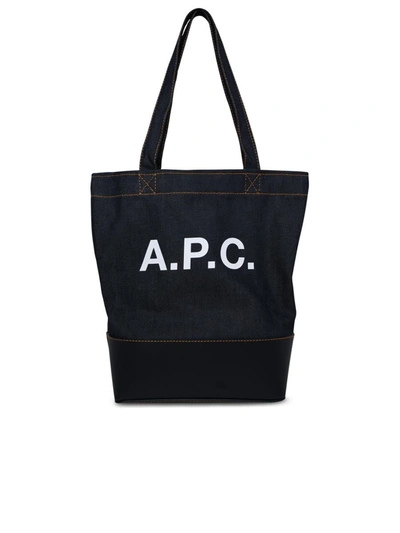 Shop Apc A.p.c. Blue Denim Blend Axel Bag In Navy