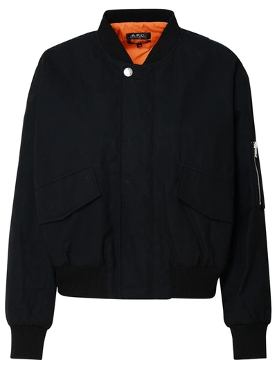 Shop Apc A.p.c. Black Cotton 'haley' Bomber Jacket