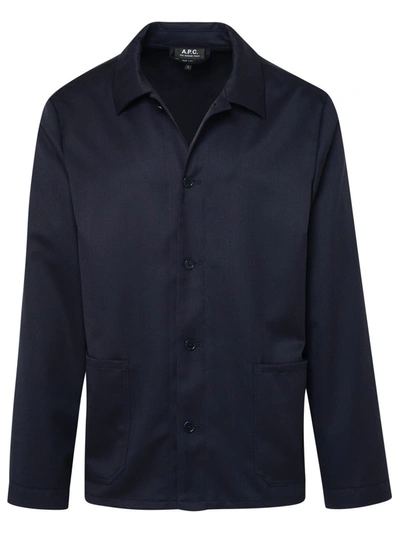 Shop Apc A.p.c. Kerlouan Black Wool Shirt In Navy