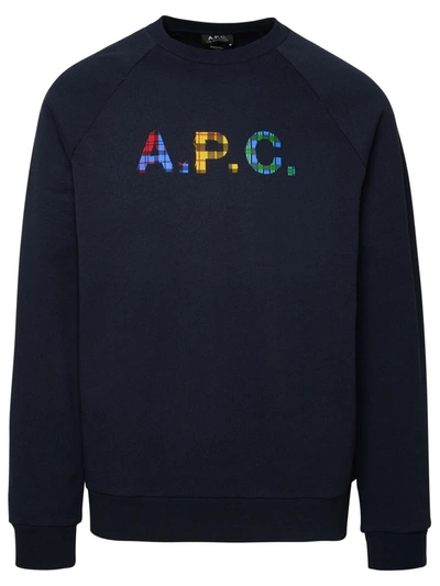Shop Apc A.p.c. Shaun Blue Cotton Sweatshirt In Navy
