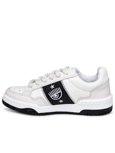 Shop Chiara Ferragni Cf1 White Leather Sneakers