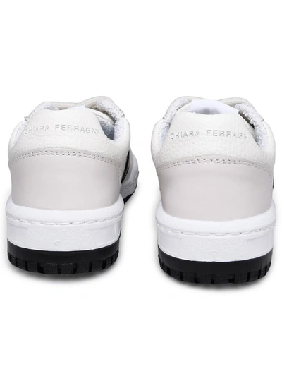 Shop Chiara Ferragni Cf1 White Leather Sneakers