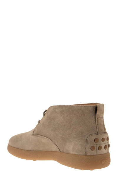 Shop Tod's Suede Leather Boots In Beige