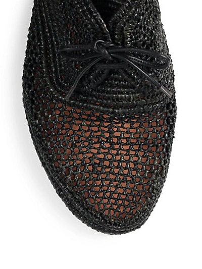 Robert Clergerie Vicoleg Woven Raffia Lace-up Wedges In Black