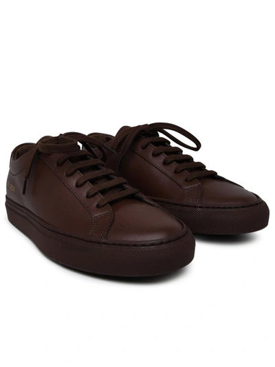 Shop Common Projects Achilles Brown Leather Sneakers