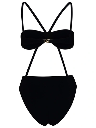 Shop Dolce & Gabbana Black Nylon Blend One-piece Swimsuit