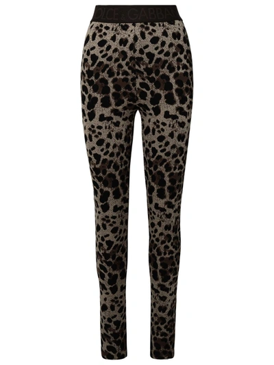 Shop Dolce & Gabbana Leopard Leggings In Brown