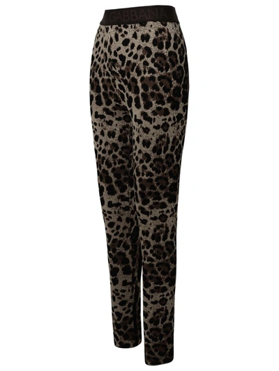 Shop Dolce & Gabbana Leopard Leggings In Brown