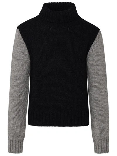 Shop Dolce & Gabbana Two-tone Alpaca Blend Turtleneck Sweater In Grey