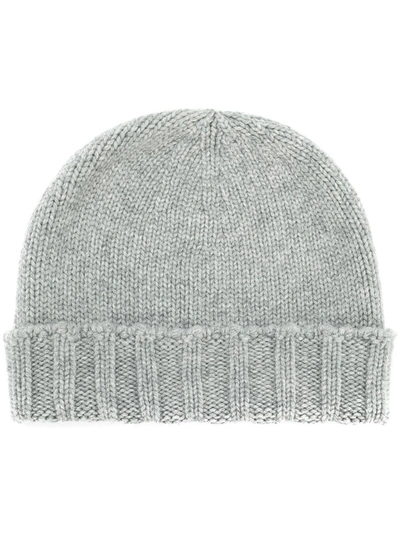Drumohr Grey Textured Beanie Hat In Grey