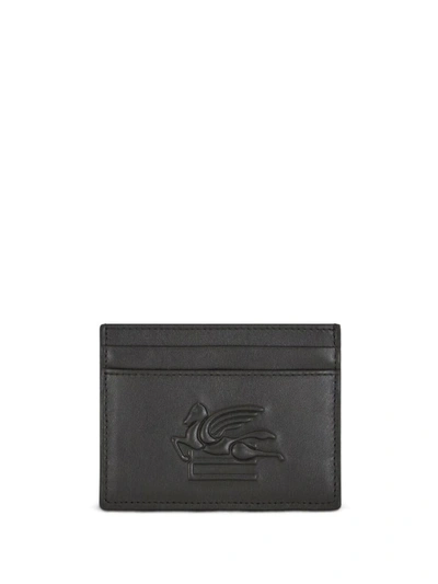 Shop Etro Credit Card Holder With Logo In Grey