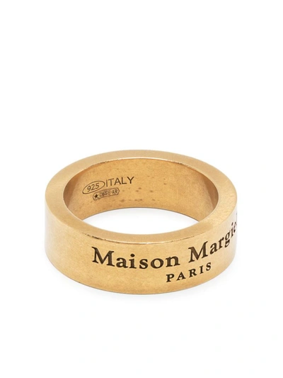 Shop Maison Margiela Logo Engraved Ring In Golden