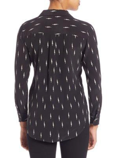 Shop Equipment Slim Signature Silk Lightning-print Shirt In True Black