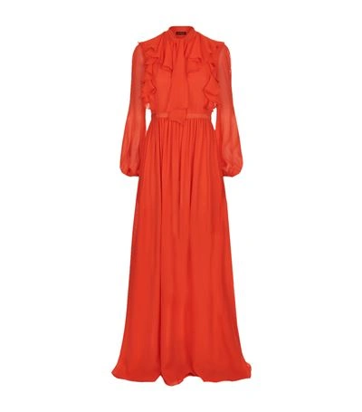 Giambattista Valli Ruffled Silk-georgette Gown In Dark Orange