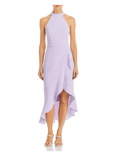 Shop Aqua Womens Crepe Ruffled Midi Dress In Purple